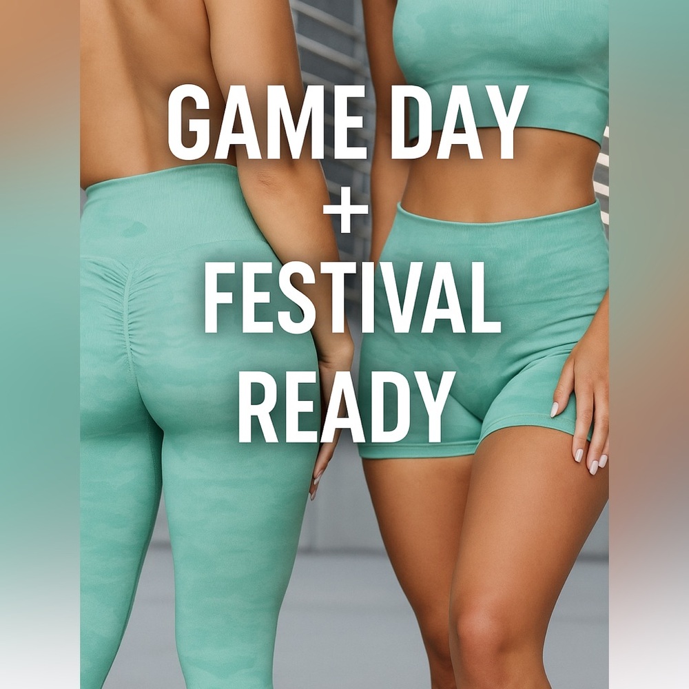 NEW Raw Gear Women’s Seamless Ruched Butt Green Camo Legging Shorts Sz S & M